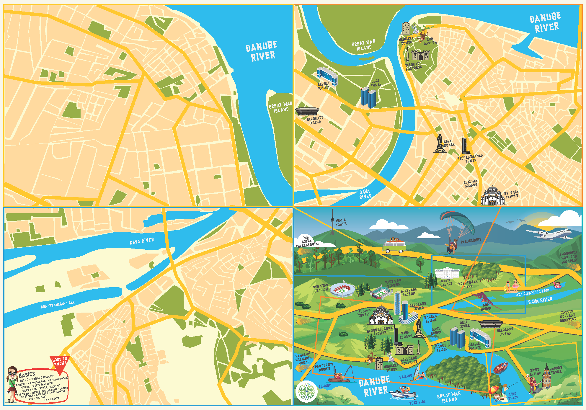 Illustrated Belgrade map